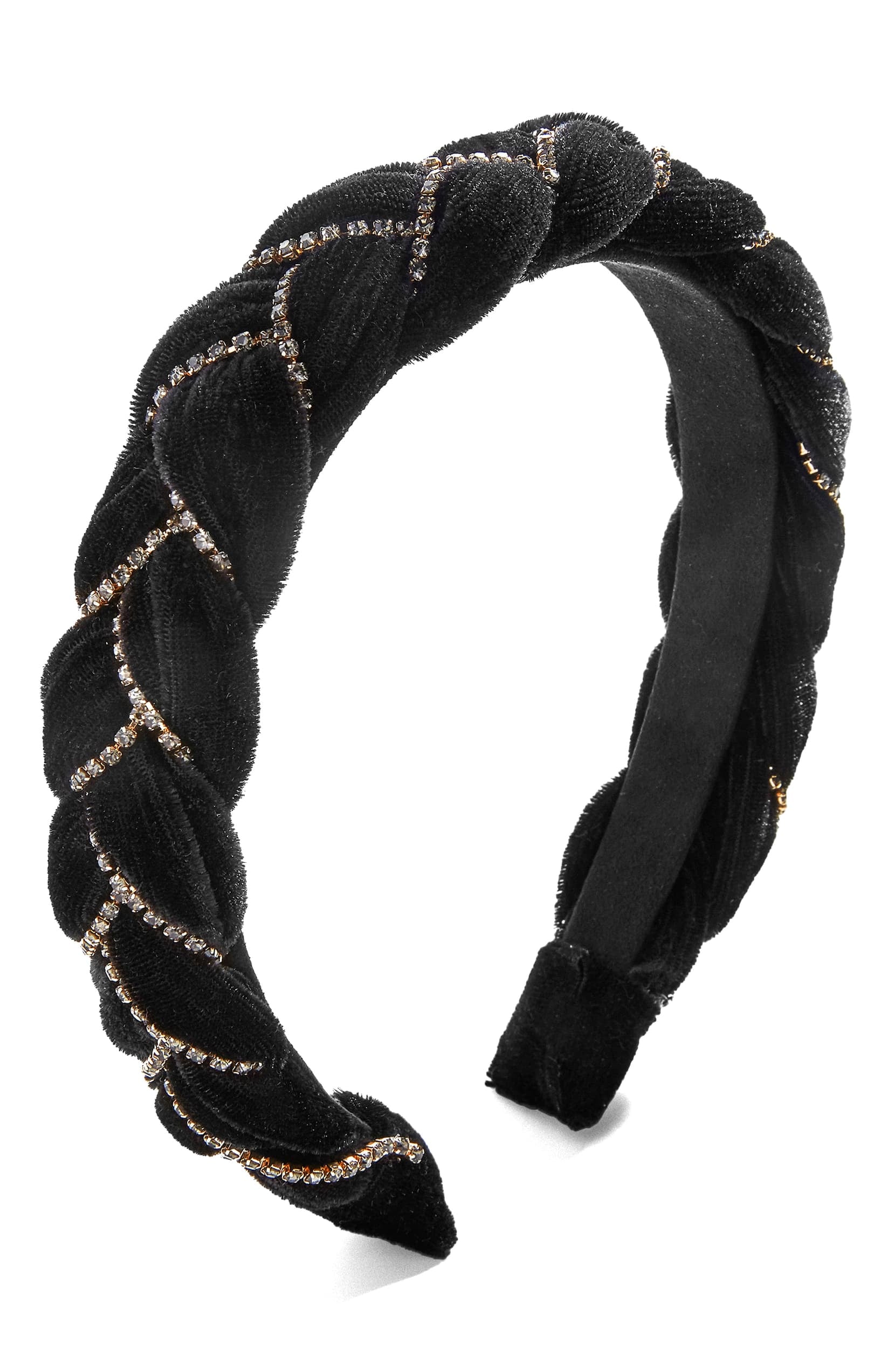 Zara brand new limited edition Black Braided Velvet Headband - Women Accessories Velvet Braided Headband (Black) - Sealed with a Kiss main image 2