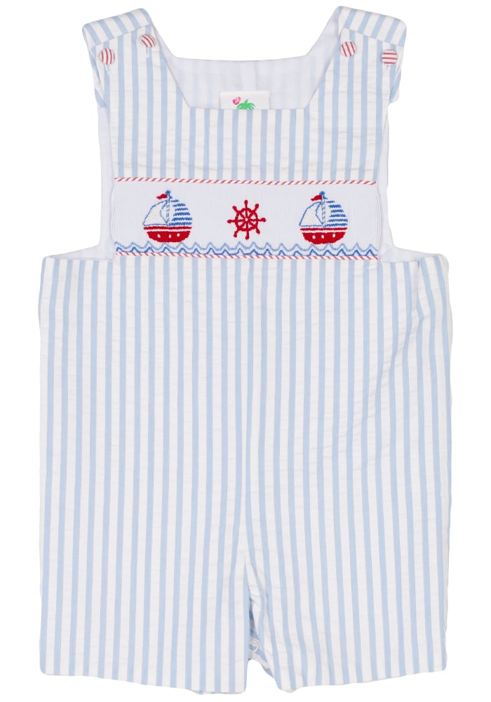 Shrimp & Grits Kids Sailboat Shortall ($32, originally $45)