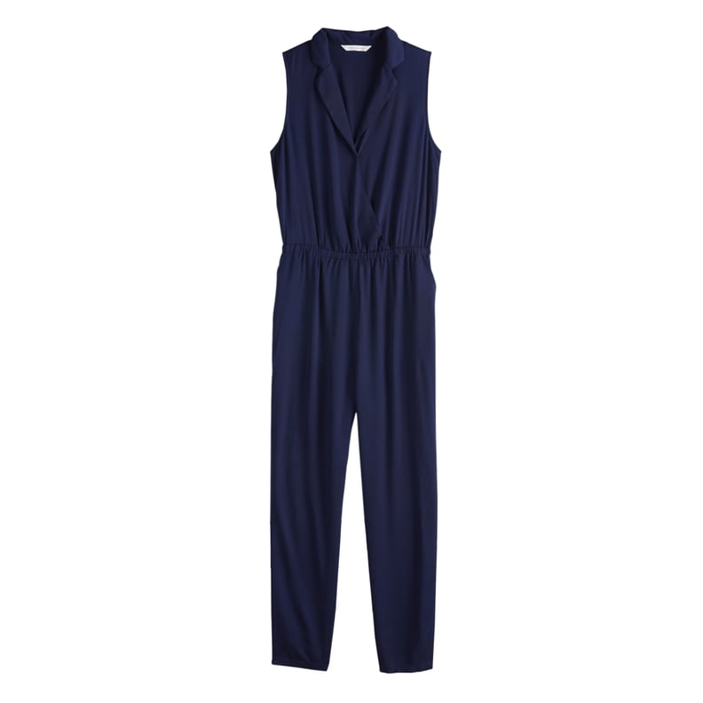 POPSUGAR Tuxedo Jumpsuit in Navy