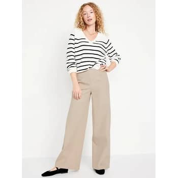 Buy Beige High Waist Wide Leg Pants For Women Online in India