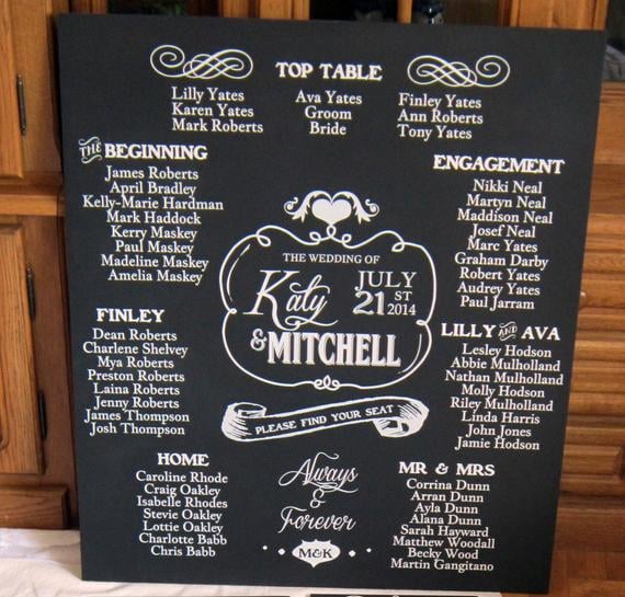 Hand-Painted Huge Wedding Seating Plan Board