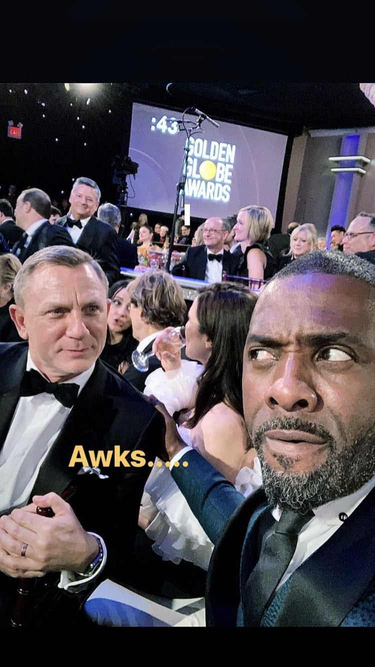 Idris Elba and Daniel Craig at the Golden Globes 2019