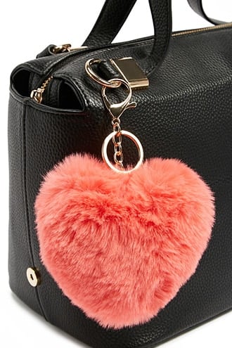 Faux Fur Heart Plush Keychain