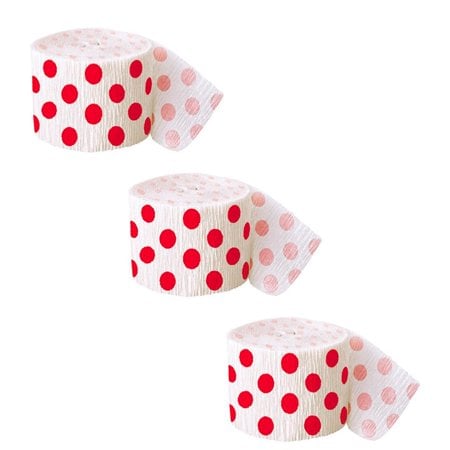 Red Polka Dot Crepe Paper Streamers