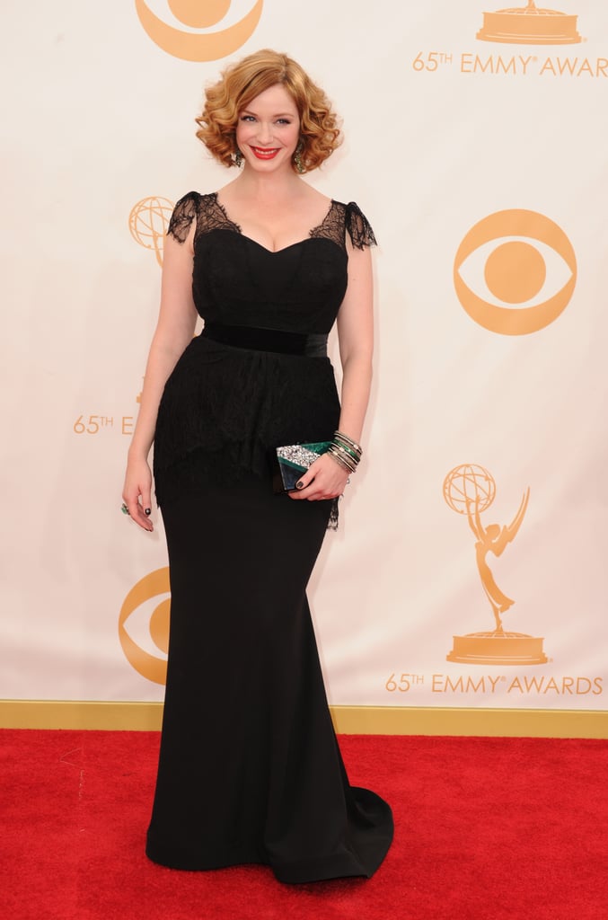 Christina Hendricks went for all black in a Christian Siriano gown. Her final touches came from an Edie Parker bag and Lorraine Schwartz jewelry.