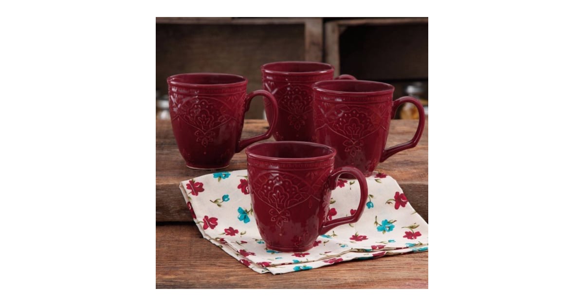 The Pioneer Woman Farmhouse Lace Mug Set, 4-Pack ($14) | Gifts For Pioneer Woman Fans | POPSUGAR ...