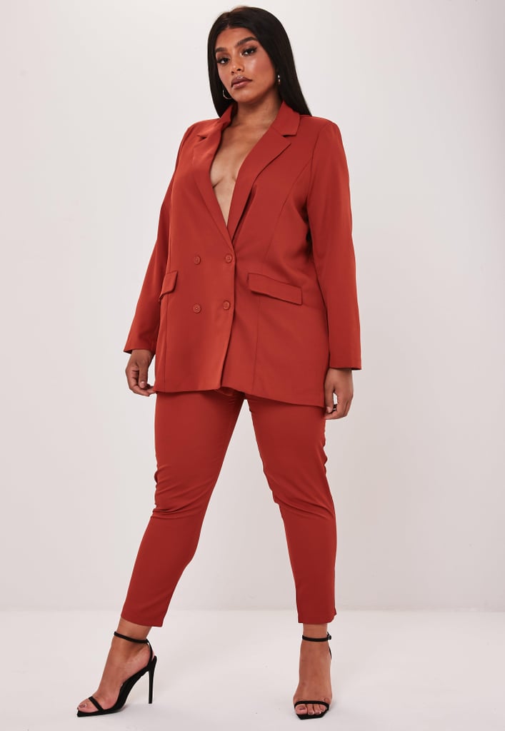 Missguided Plus Red Co-ord Oversized Double Button Blazer and Cigarette Pants