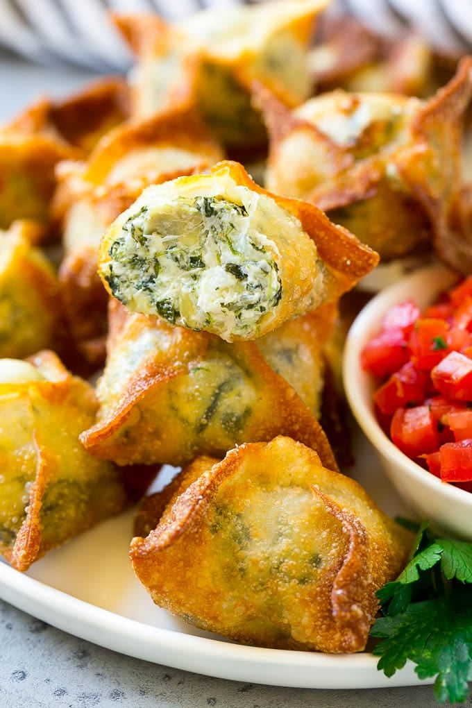 Spinach Artichoke Wontons Easy Thanksgiving Appetizer Recipes