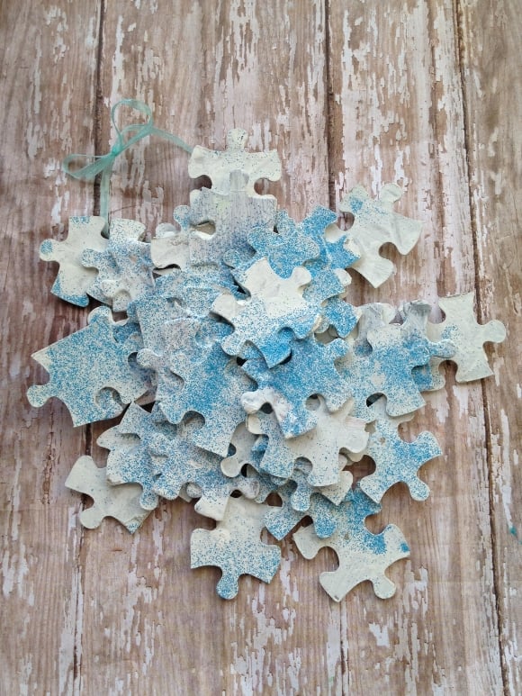 Puzzle Piece Snowflake Ornaments