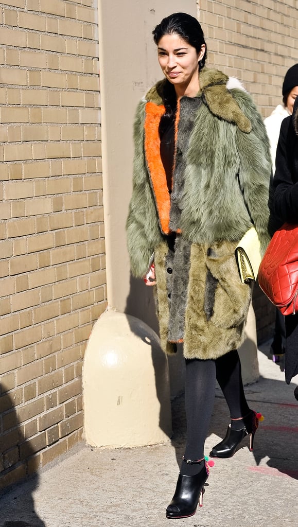 Caroline Issa bundled up in statement outerwear on her way to Ralph Lauren.
Caroline Issa bundled up in statement outerwear on her way to Ralph Lauren.