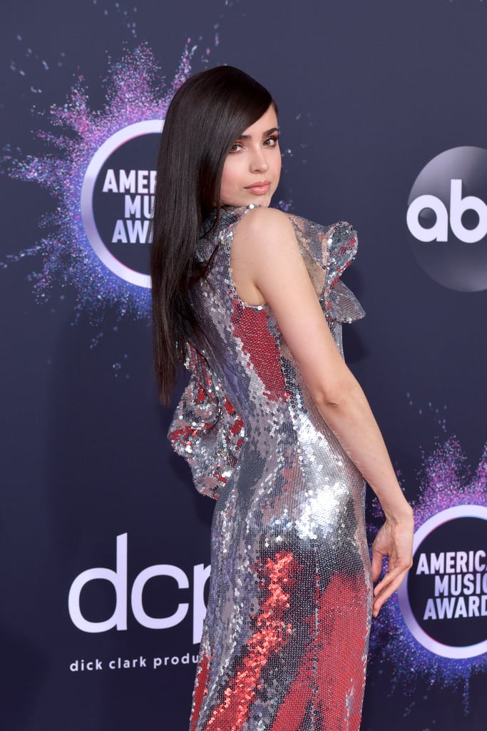 Sofia Carson's Silver Sequin One-Shoulder Dress at the AMAs