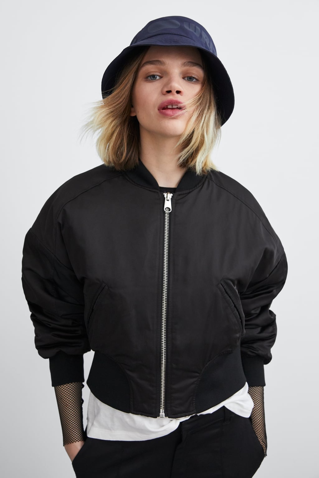 zara crop bomber jacket