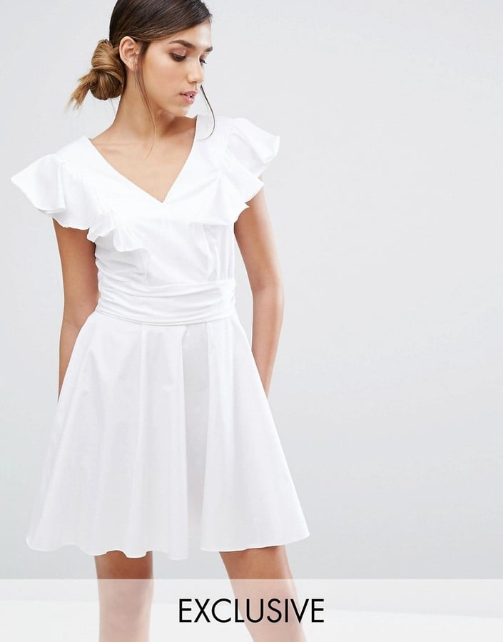 Closet London Cotton Mini Skater Dress With Frill