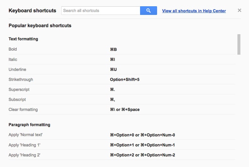 Learn all the shortcuts on Google Docs.