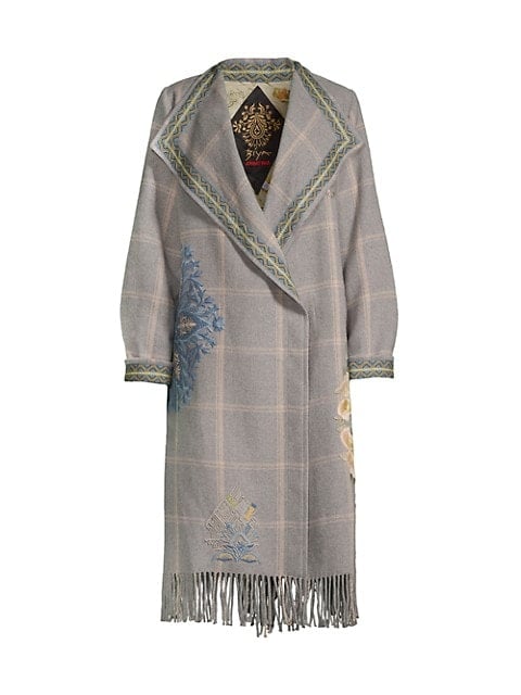Johnny Was Omari Embroidered Wool Coat