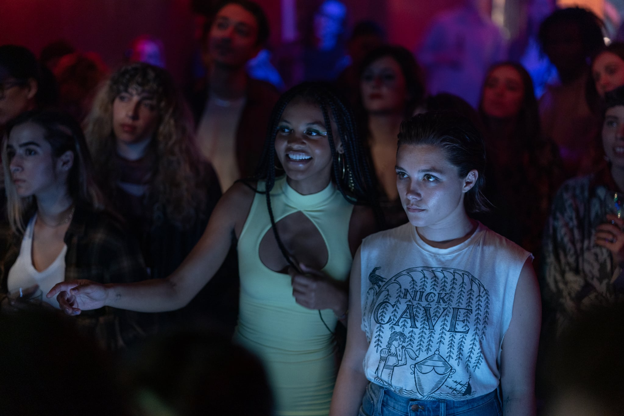 Celeste O'Connor (left) as Ryan and Florence Pugh (right) as Allison in A GOOD PERSON, directed by Zach Braff, a Metro Goldwyn Mayer Pictures film. Credit: Metro Goldwyn Mayer Pictures© 2023 Metro-Goldwyn-Mayer Pictures Inc.  All Rights Reserved.