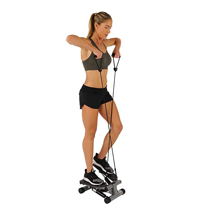 A Mini Cardio Machine: Sunny Health & Fitness Mini Stepper With Resistance Bands