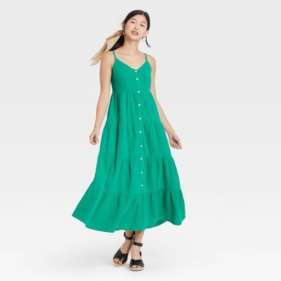 Universal Thread Sleeveless Button-Front Tiered Dress