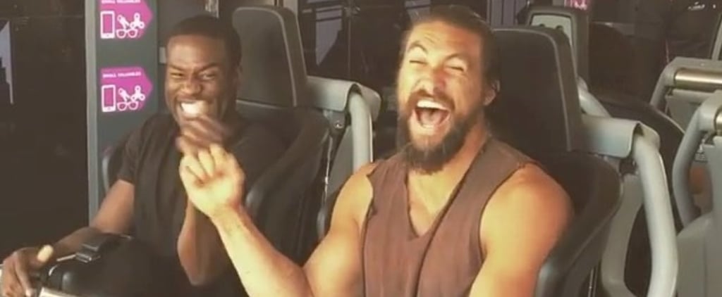 Jason Momoa and Aquaman Cast on Roller Coaster