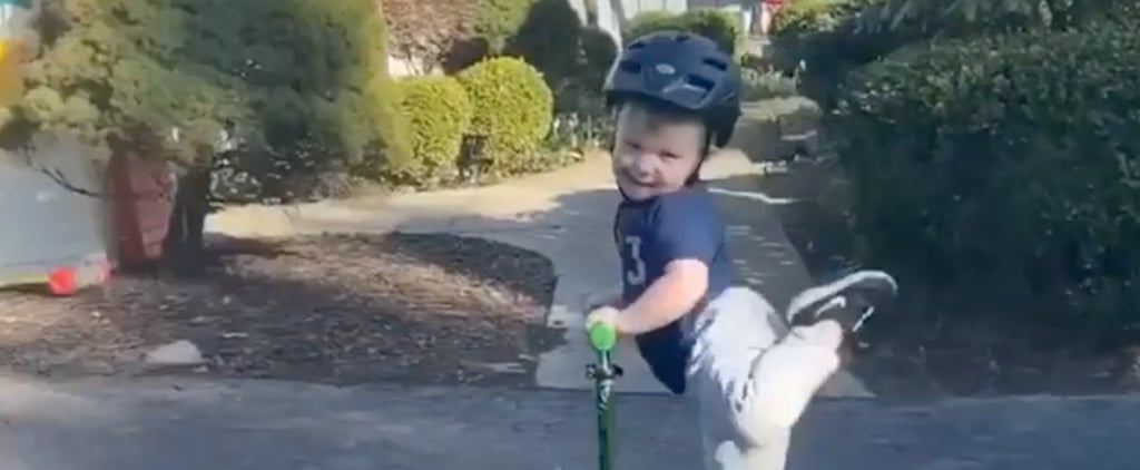 Viral Video of Little Boy Scootering With His Leg Up