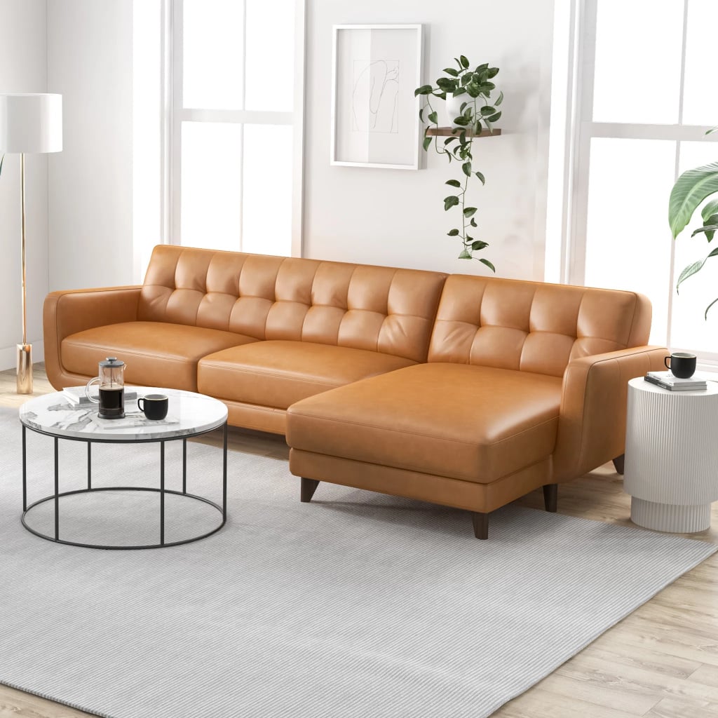 Best Tufted Leather Sectional at Wayfair