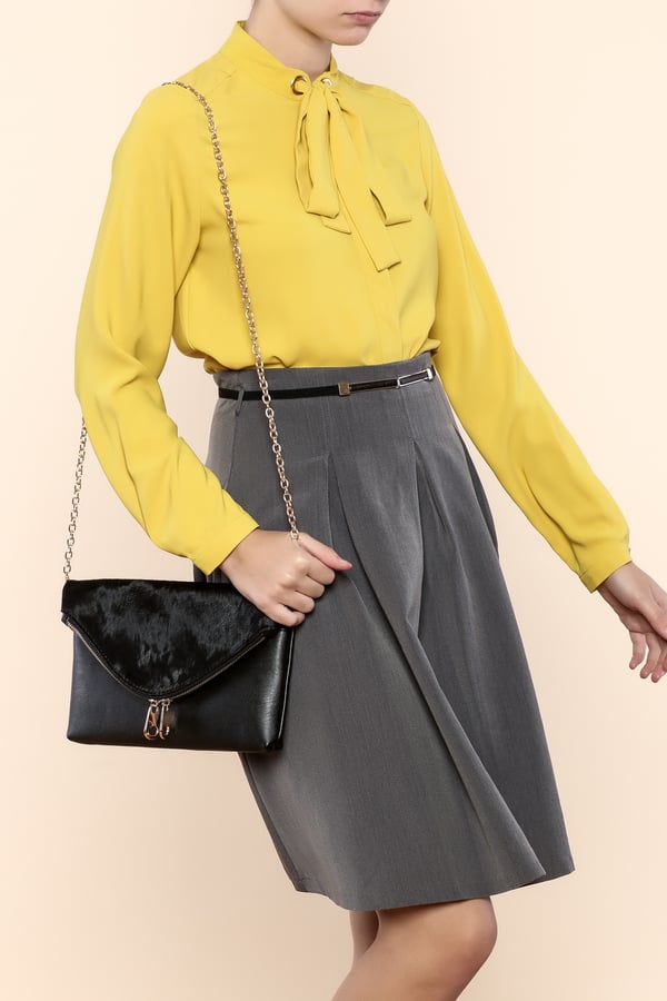 Naked Zebra Mustard Tie Neck Blouse ($57)