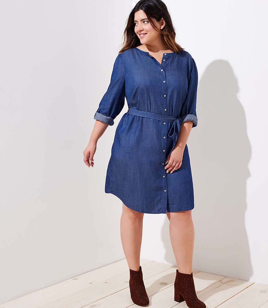 Loft Chambray Shirtdress Best Plus Size Dresses For Fall Popsugar Fashion Uk Photo 3