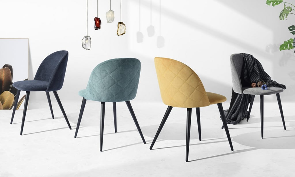 FurnitureR Modern Glam Fabric Dining Chairs