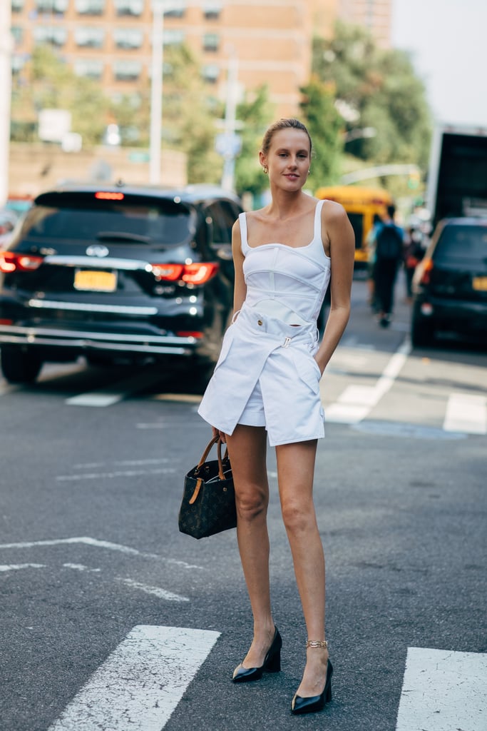 Don't knock the white minidress when it comes in denim with standout details.