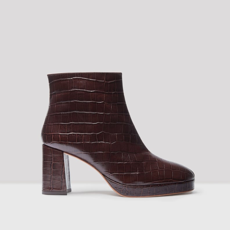 Miista Edith Mahogany Croc Leather Boots