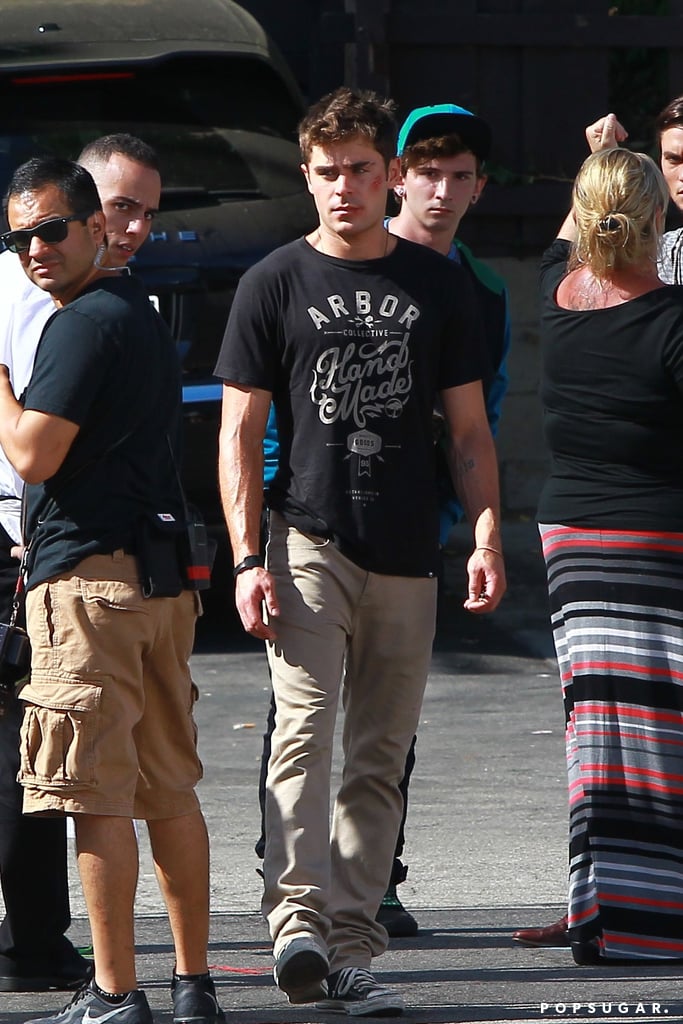 Zac Efron looked rough on set in LA Tuesday.