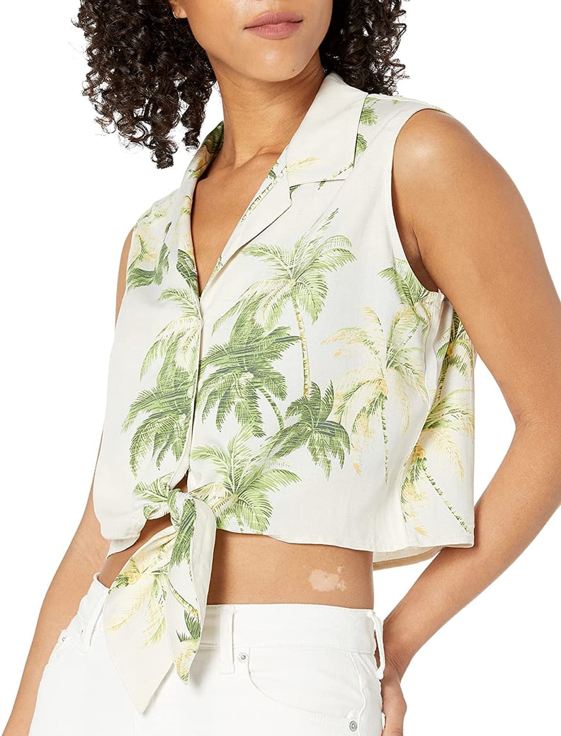 Embrace Your Inner Pogue: 28 Palms Women's Loose-Fit Silk/Rayon Tie Front Hawaiian Crop Top