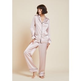 Olivia von Halle Coco Oyster Silk Pajama