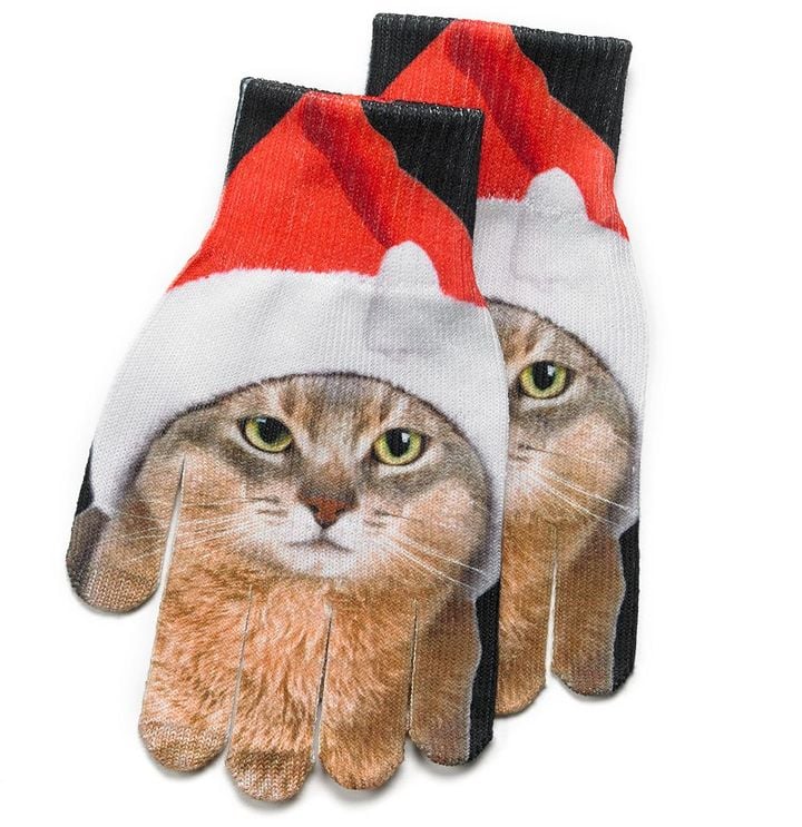 SO Cat in Santa Hat Texting Gloves