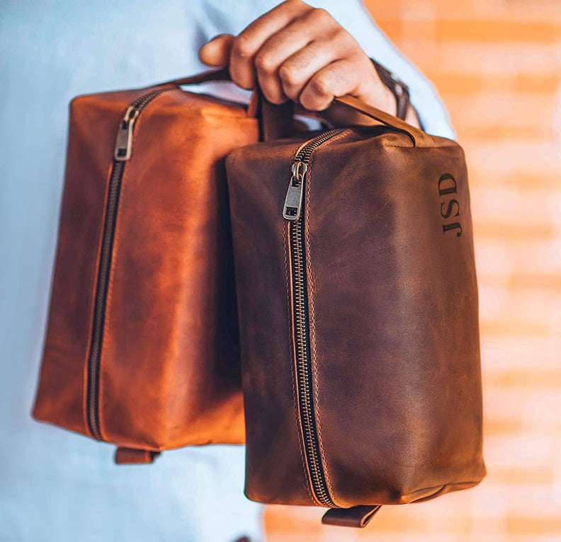 For the Traveler: Personalized Leather Dopp Kit