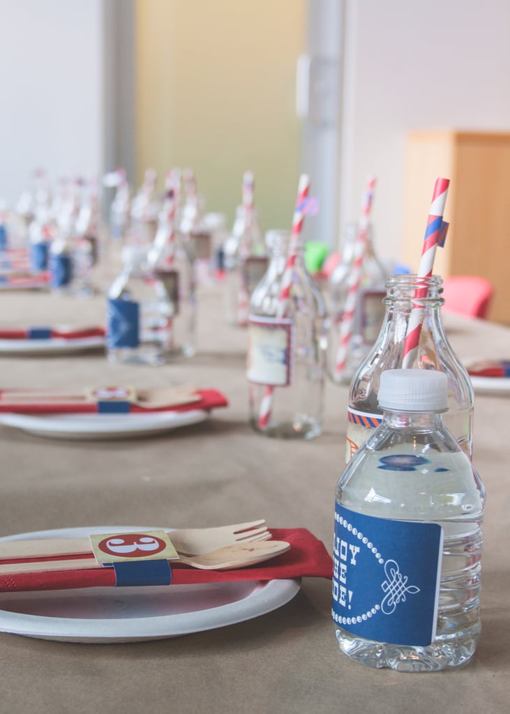 Brown kraft paper makes an easy tablecloth that you won't feel bad about destroying when revved-up partygoers spill on or rip it!
Source:  Clay Williams and Alex Nirenberg for Keren Precel Events