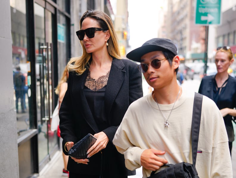 NEW YORK, NEW YORK - AUGUST 16: Angelina Jolie and Pax Pitt-Jolie are seen on August 16, 2023 in New York City. (Photo by Gotham/GC Images)