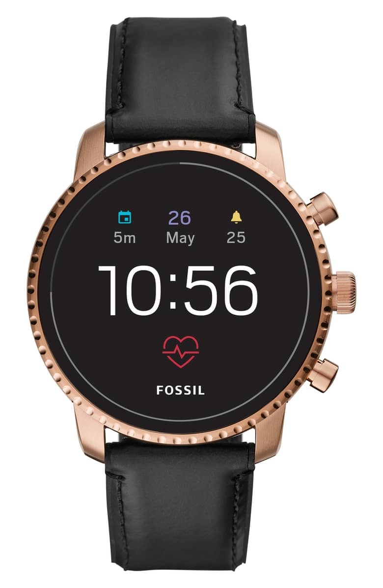 Fossil Q Explorist HR Leather Strap Smart Watch