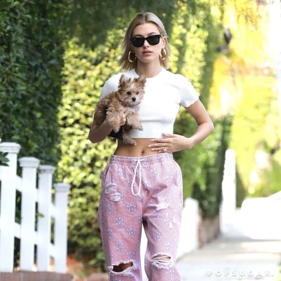 Hailey Baldwin Pink Sweatpants With Dog