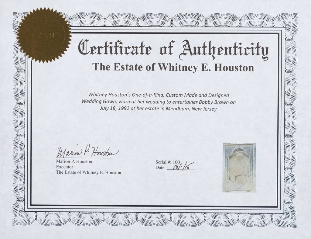 Whitney Houston's Marc Bouwer Wedding Gown (up for auction at Heritage Auctions)