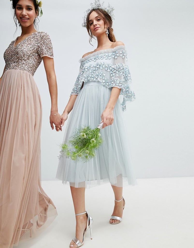 Maya Embellished Bardot Layered Midaxi Dress