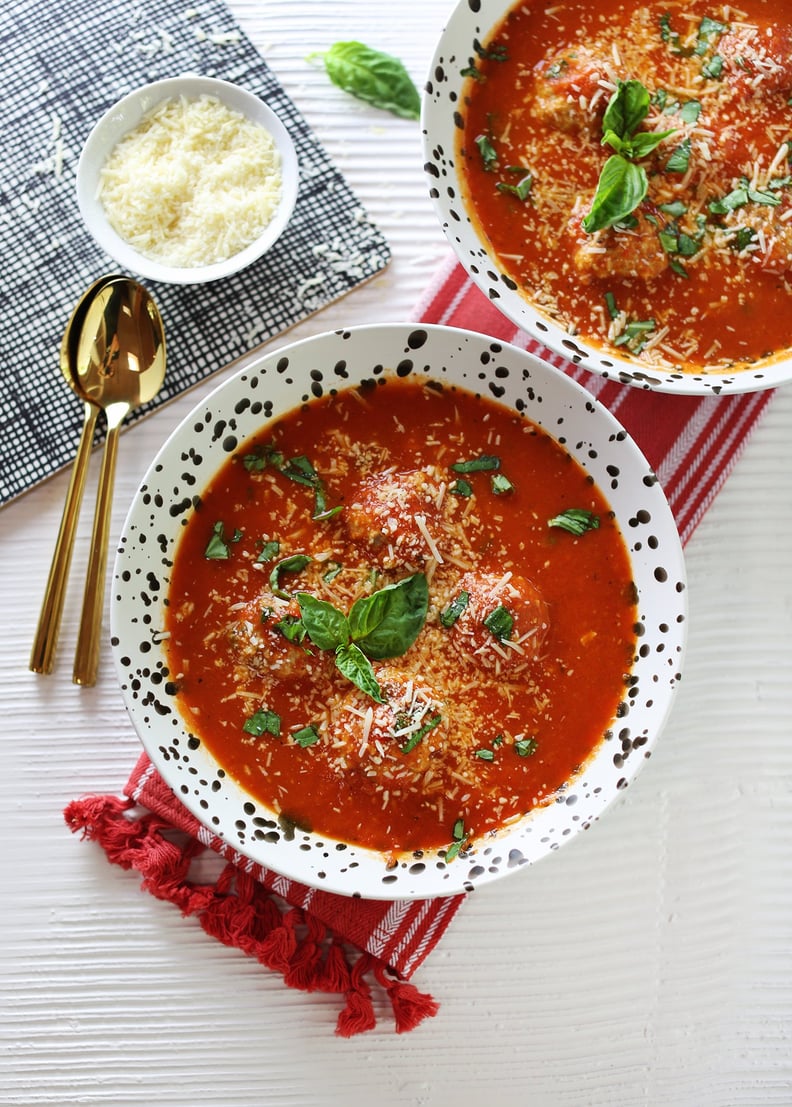 Red Pepper and Tomato Meatball Soup