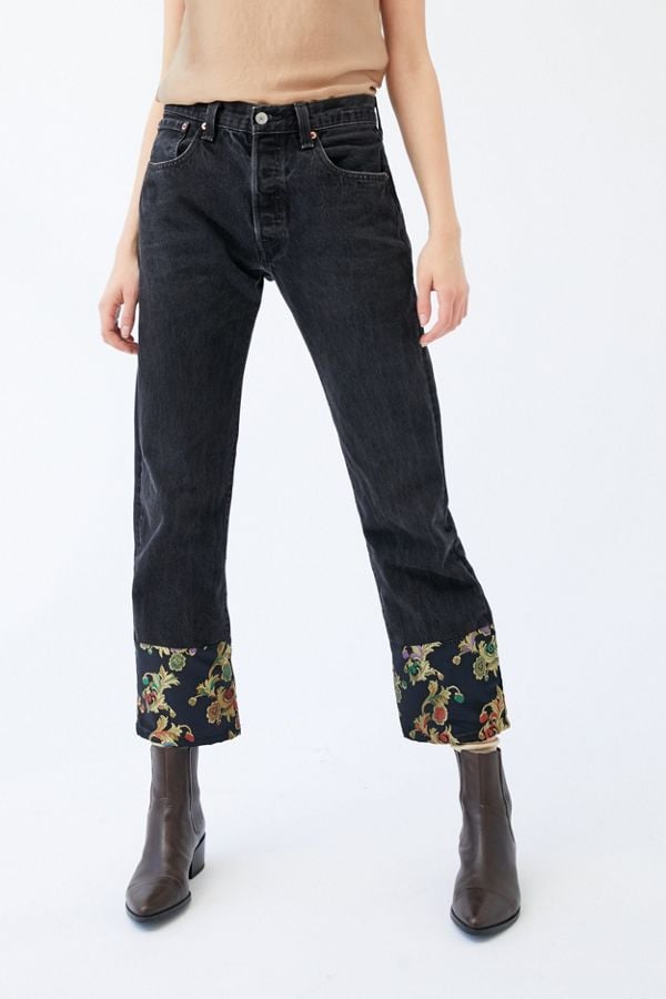 Urban Renewal Recycled Levi's Baroque-Cuff Black Jeans