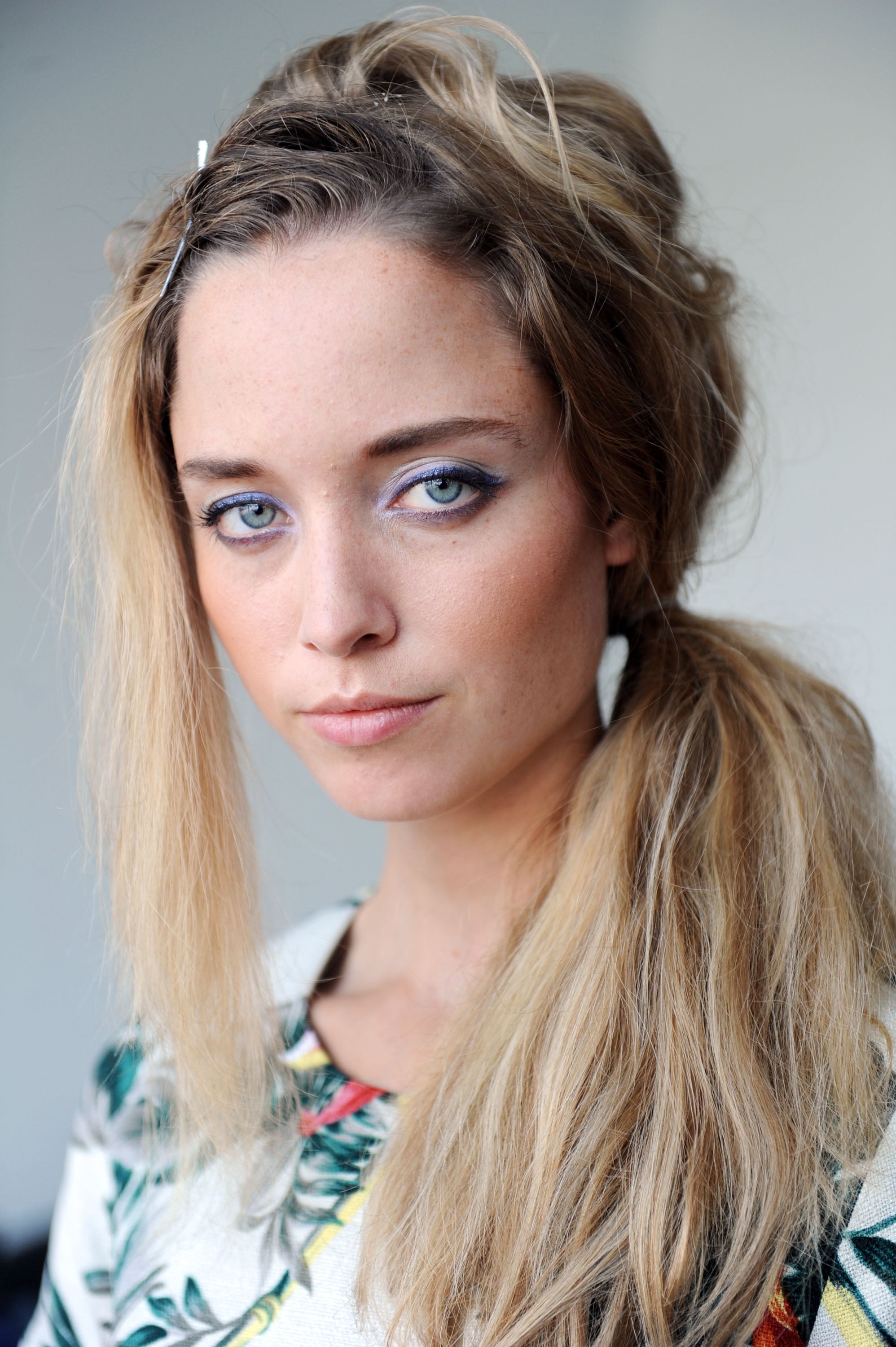 Spring 2015 New York Fashion Week Hair And Makeup Popsugar Beauty A white cellophane knit over a bandeau top paired with a printed and pleated skirt for the first and a pleated elongated dress with the same. spring 2015 new york fashion week hair