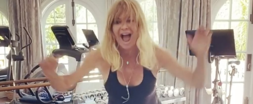Watch Goldie Hawn Energetically Work Out to "Physical"