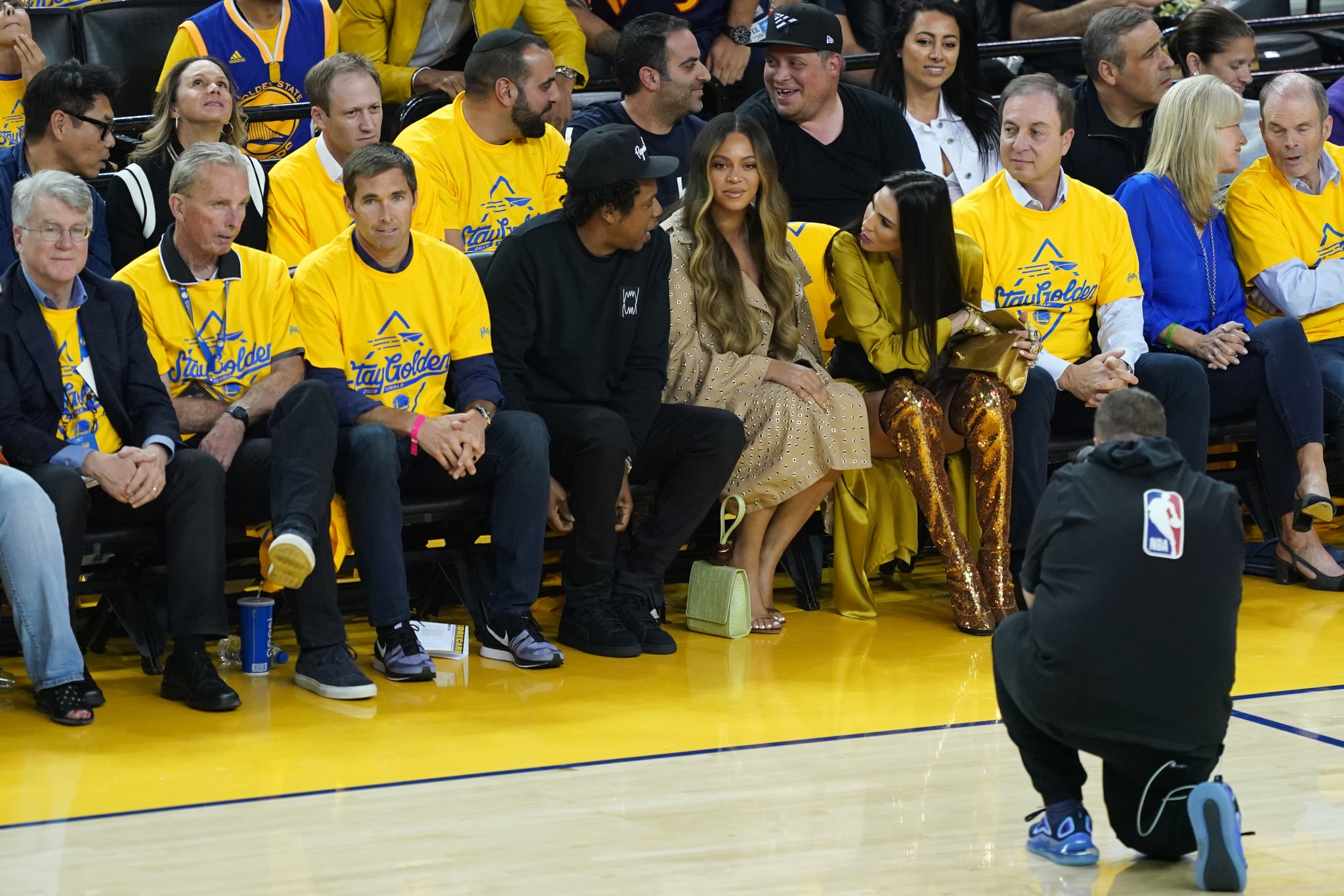 OAKLAND, CALIFORNIA - JUNE 05:  Jay-Z and Beyonce attend Game Three of the 2019 NBA Finals between the Golden State Warriors and the Toronto Raptors at ORACLE Arena on June 05, 2019 in Oakland, California. NOTE TO USER: User expressly acknowledges and agrees that, by downloading and or using this photograph, User is consenting to the terms and conditions of the Getty Images Licence Agreement. (Photo by Thearon W. Henderson/Getty Images)