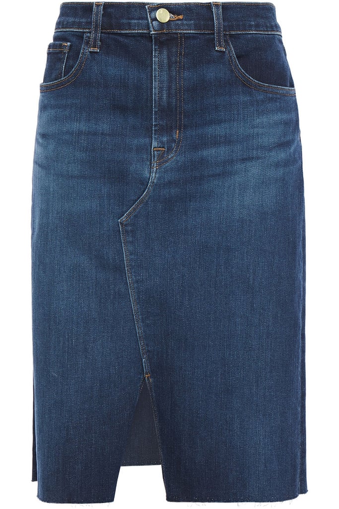 J Brand Dark denim Trystan Frayed Denim Skirt ($114, originally $228)