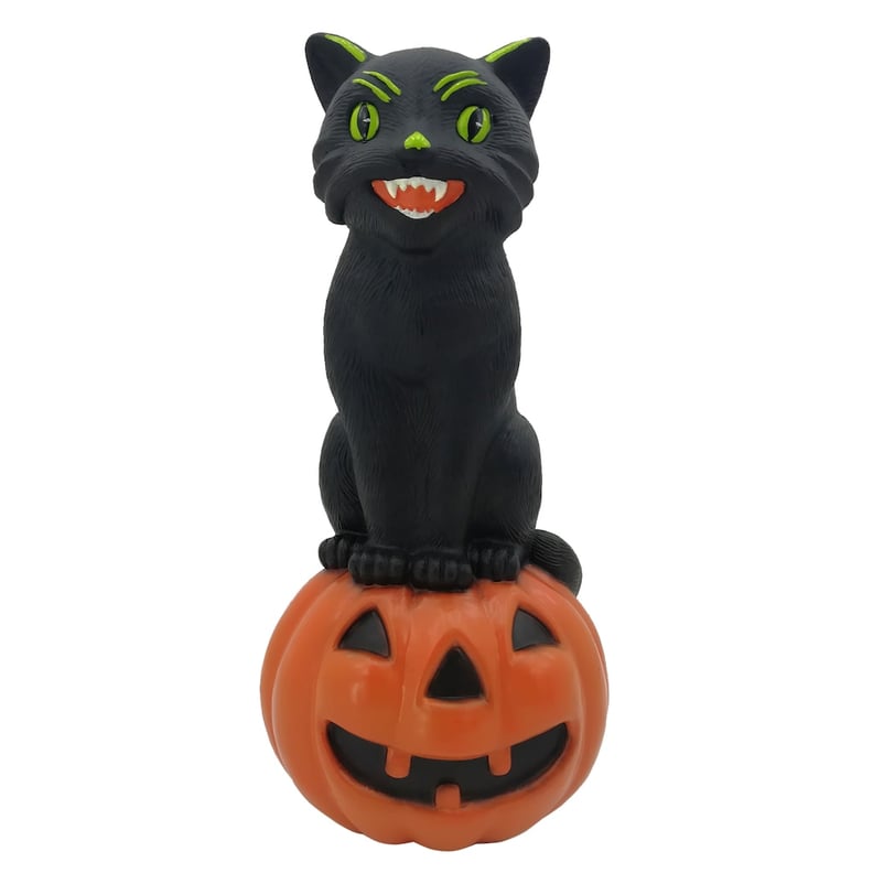 Cat on Jack-o'-Lantern Tabletop Accent