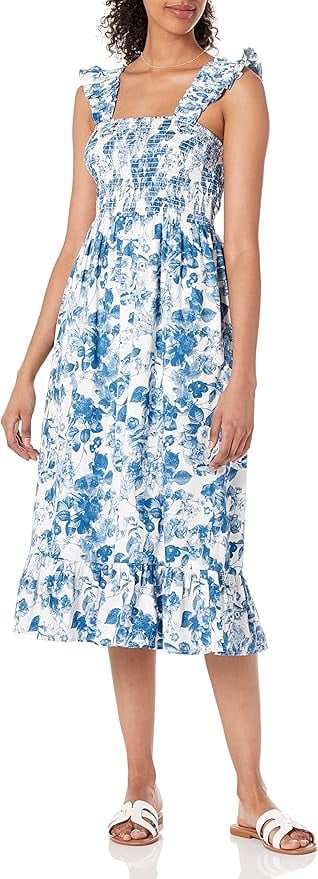 Amazon The Drop Kimi Ruffled-Shoulder Smocked Midi Dress