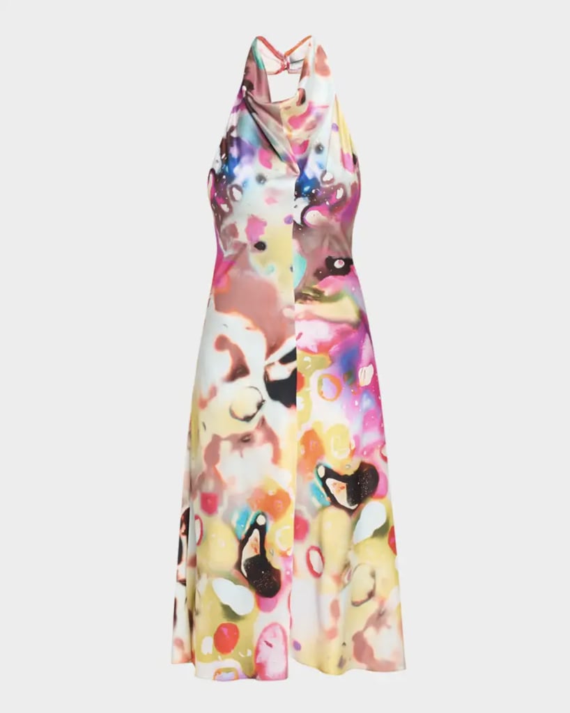 Christopher John Rogers Moonshine Cowl Halter Midi Dress